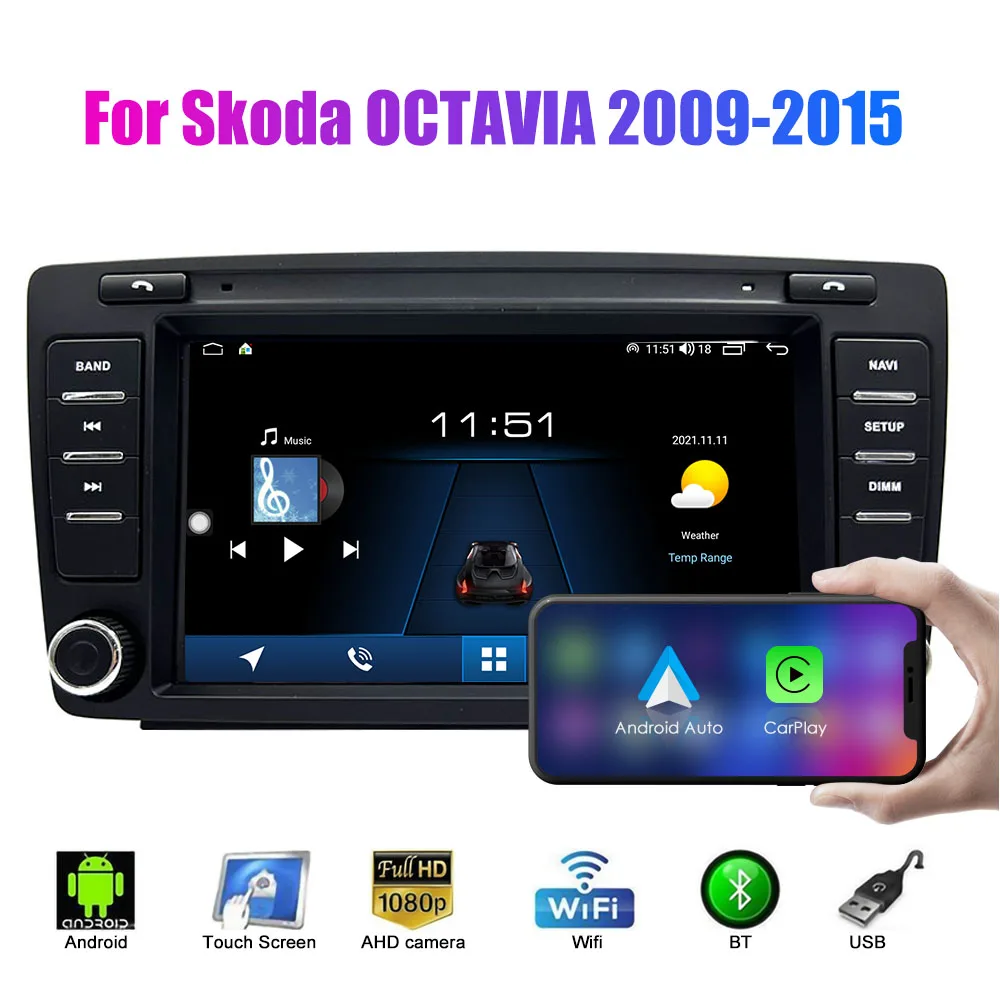 2 Din Android Car Radio For Skoda OCTAVIA 2009-2015 Car Stereo Automotive Multimedia Video DVD Player GPS Navigation Carplay