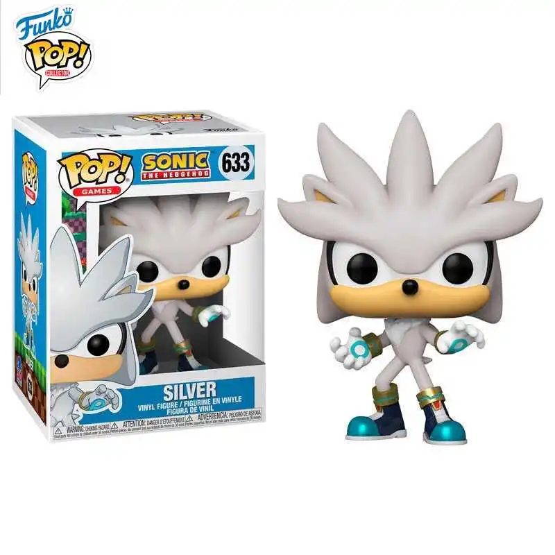 

FUNKO POP Original Sonic Anime Figure Silver 633 Action Figure Toys for Boys Girls Kids Gift Collectible Model Ornaments