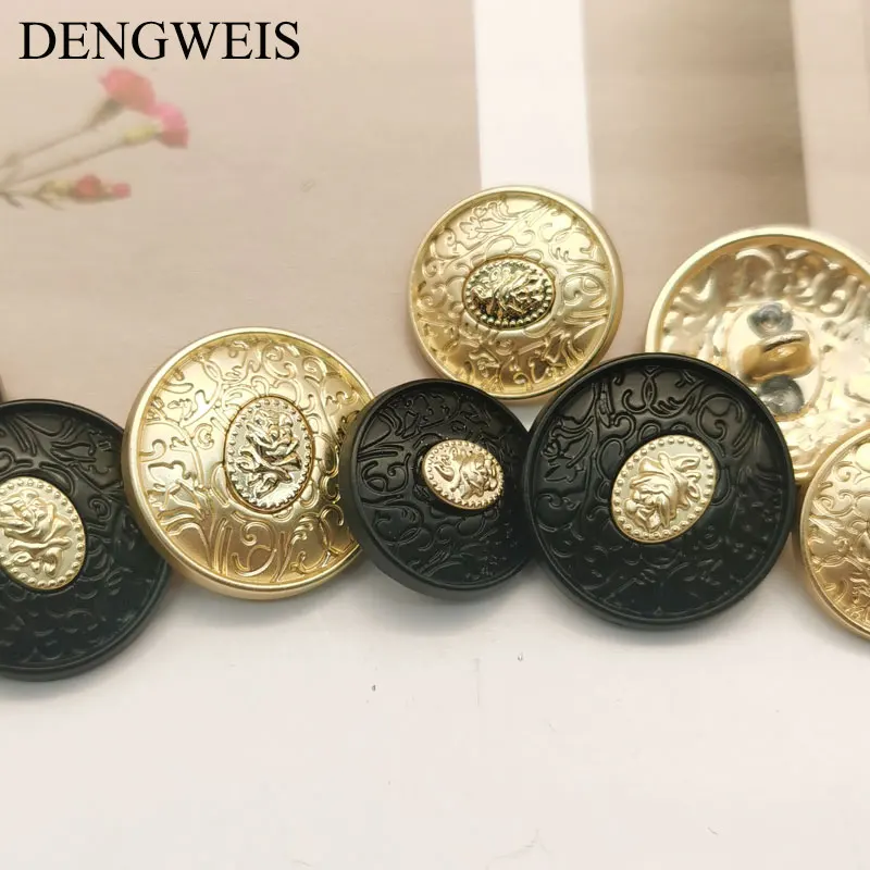 Luksusowy Design Vintage róża wzór metalowe guziki do akcesoria krawieckie do ubrań płaszcza spódnica ozdobne guziki 6 szt. 18mm 22mm