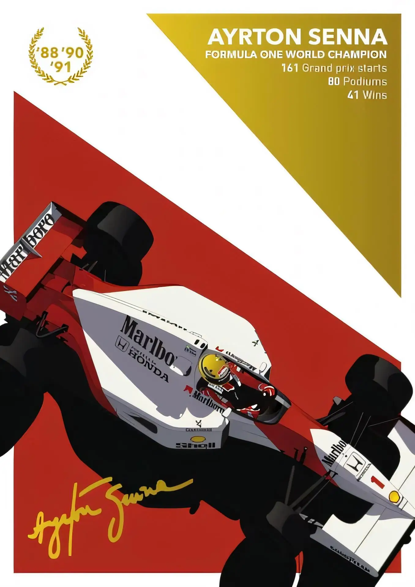 Ayrton Senna Vintage Poster Metal Tin Sign Wall Art Decor Aluminum Wall Plaque
