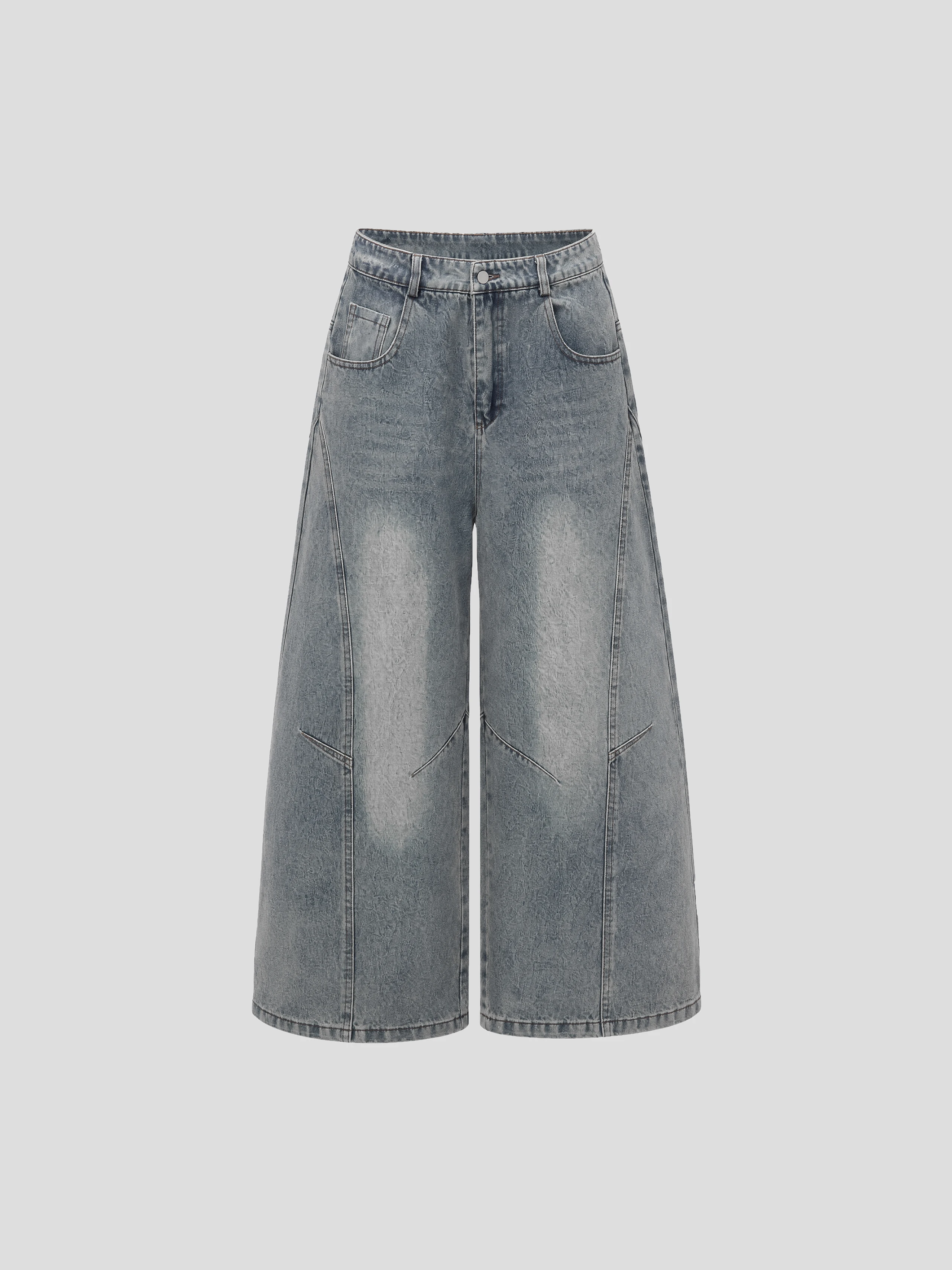 American Retro INSstudios High Waist Straight Leg Jeans Cotton Polyester Blend Casual Comfortable Non-Stretch Vintage Jeans