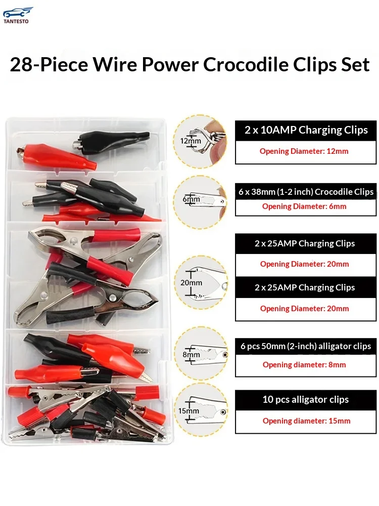 

Набор из 28 зажимов-крокодилов для тестирования кабелей питания с изоляционной оплеткой и оболочкой для проводов LRC