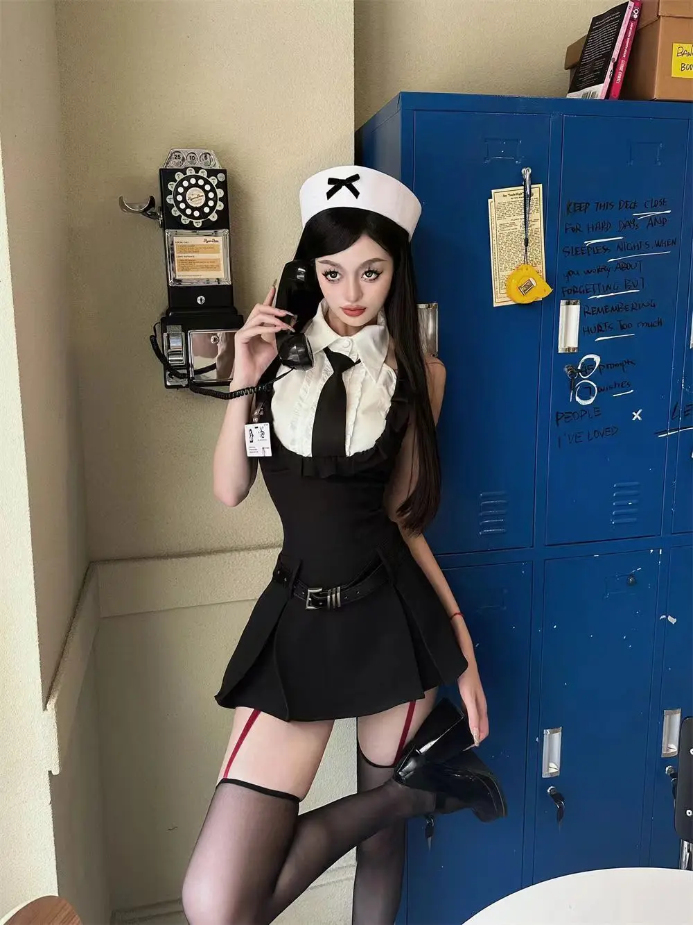 College-Stil, süßes und würziges Temperament, Hemdoberteil, reines Verlangen, Trägerkleid, Sommer, neuer JK-Uniform-Anzug für Damen