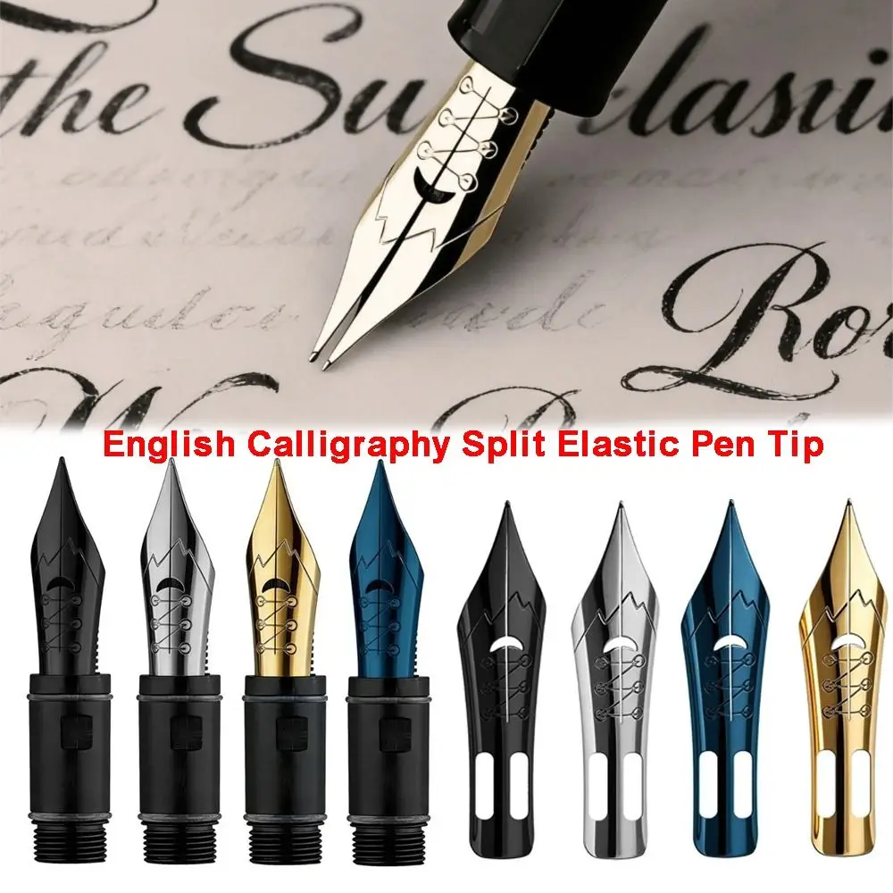 Metal Calligraphy Pen Nib Flexible Tip Threaded Feed Section Elastic Replacement Nib Elastic Rebound Variable Line Width