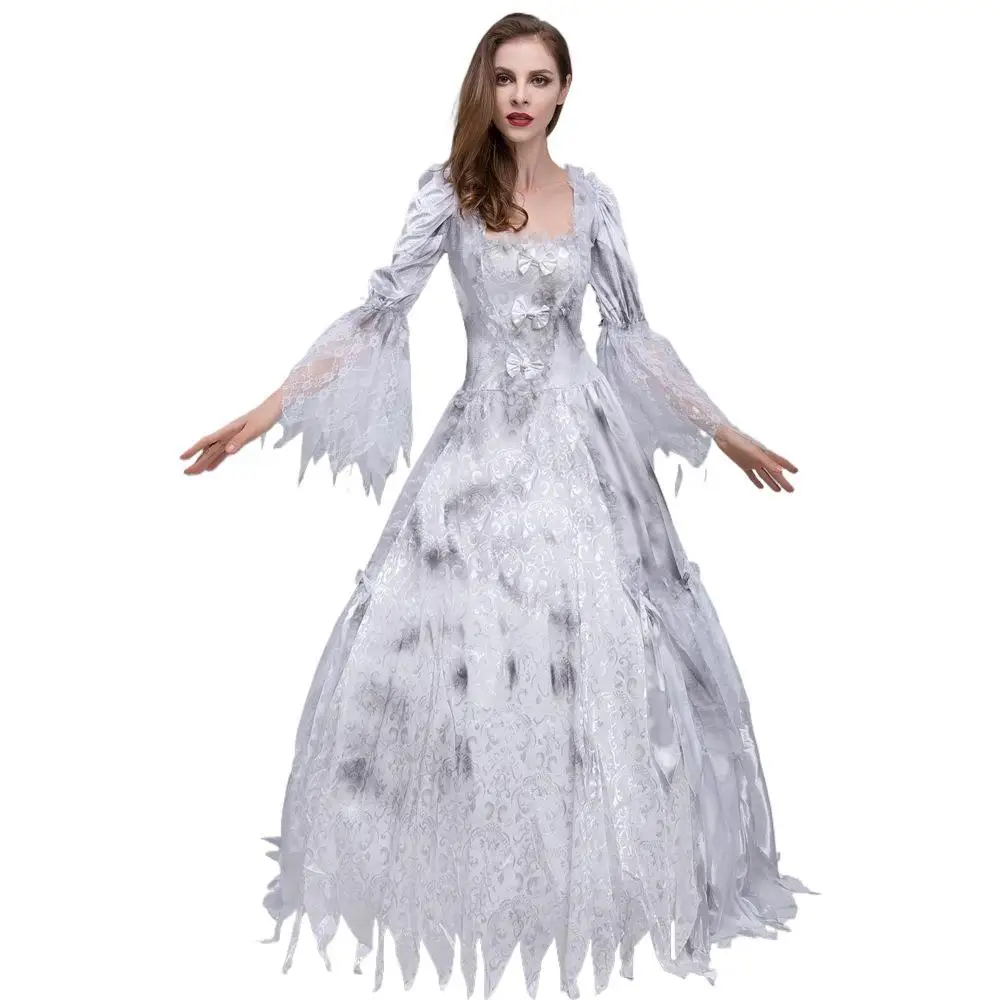 

loween Bride Costume Retro Lace Square Collar Long Dr Performance Ceremony Dr Women's Ethnic Wear Stage Costume