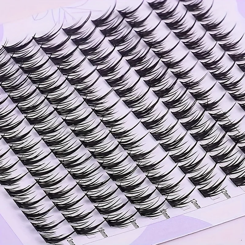 160 Pcs Wheat-Ear Shape Fake Eyelashes Fine Stem, DIY Eyelash Extension, Thick Segmented Clusters, Grafting Lashes Makeup Tool