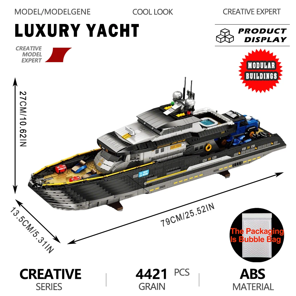 Big Ship Model Maritime Luxury Yacht Educational Building Blocks Module Assembly Bricks Toys Birthday Christmas Gift For Kids