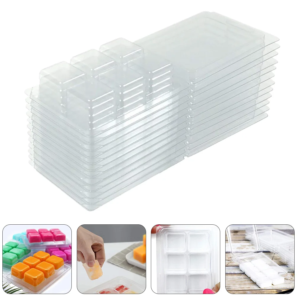 50 Pcs Boxes Clear Containers for Wax Melt Clamshells Tray Soap Cube Mold Cube Mold Durable Packaging