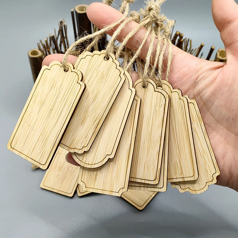 30Pcs Blank Bamboo Hang Tags Custom Logo Laser Engravable Bamboo Tag DIY Hanging Labels for Gift Box Flower Basket Clothing