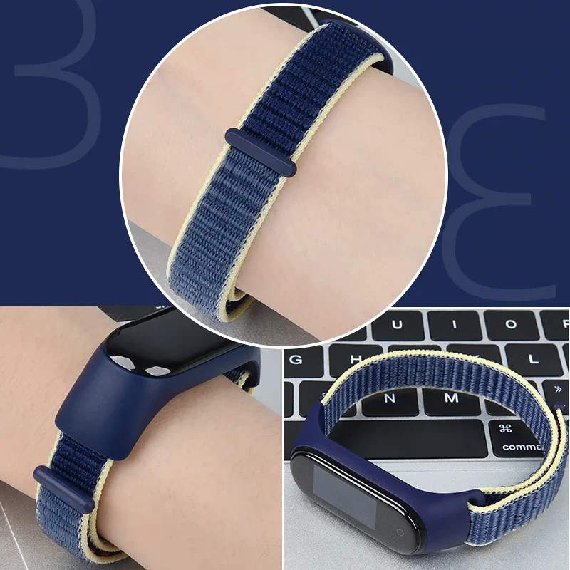 Nylon Strap For Xiaomi Mi Band 7 6 5 4 3 Bracelet Watchband Pulsera Correa Strap Miband 7 6 5 4 3 Bracelet Wristband Sport Loop