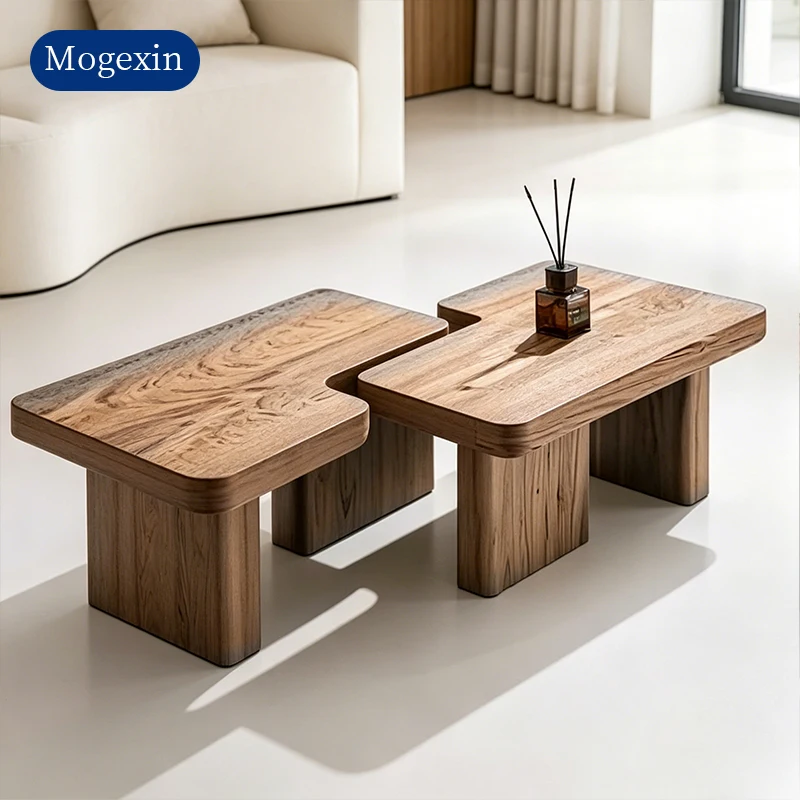 Modern Rectangular Solid Wood Eco-Friendly Durable Coffee Table Set Low Profile Modular Table For Living Room Apartment Pastoral