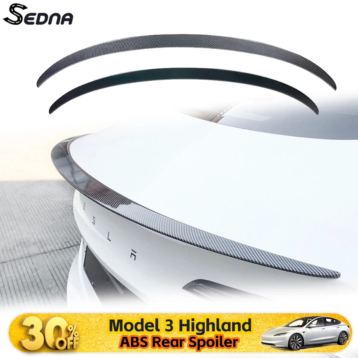 

For 2024 Tesla Model 3 Highland P Style Rear Trunk Lid Wing Spoiler Car Tailgate Decklid Lip Flap Trim Body Accessories