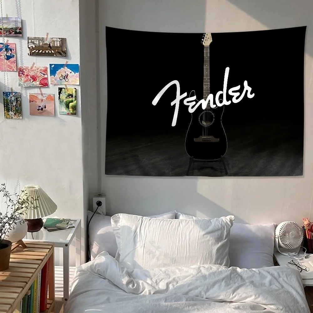 F-Fender Logo Cartoon Tapestry Hippie Flower Wall Carpets Dorm Decor Art Home Decor