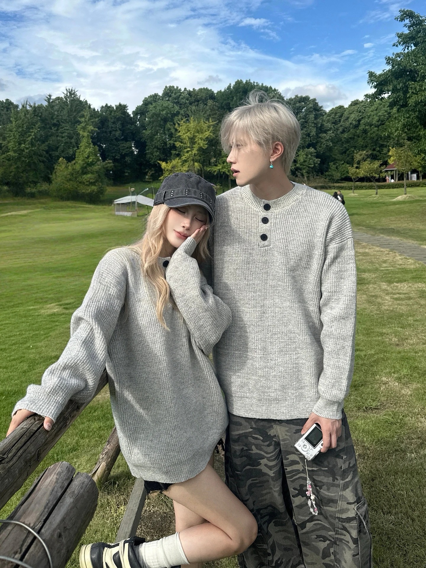 American Retro Henry Collar Sweater Men Women Couple Autumn Winter Lazy Style Cleanfit High-End Knittedwear Casual Loose Fit