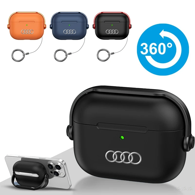 For AirPods 1/2/3/4 Bluetooth Earphone Case Protection Shell 360° Rotating Bracket For Audi Sline A3 A4 A5 A6 Q5 Q7 RS Sticker view 3