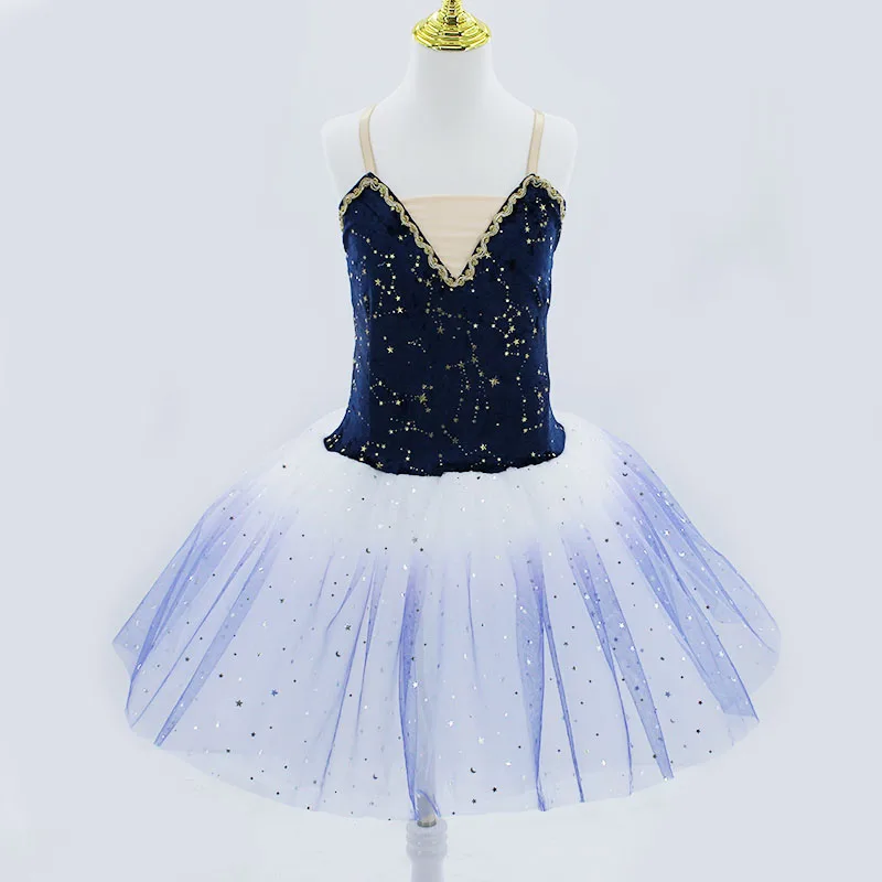 Robe de Ballet Violet pour Enfant, Costumes de Performance, Jupe Tutu avec Bretelles Réglables, Robe de Ballerine, Justaucorps pour Fille