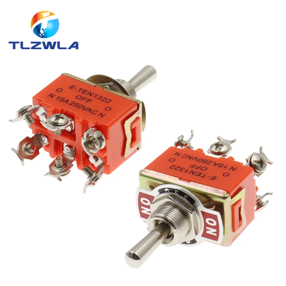 1PCS E-TEN1322 Rocker Toggle Switch 6Pin Head 3 Grade Switch Double Pole Double Throw Toggle Switch Power Supply 15A 250VDC