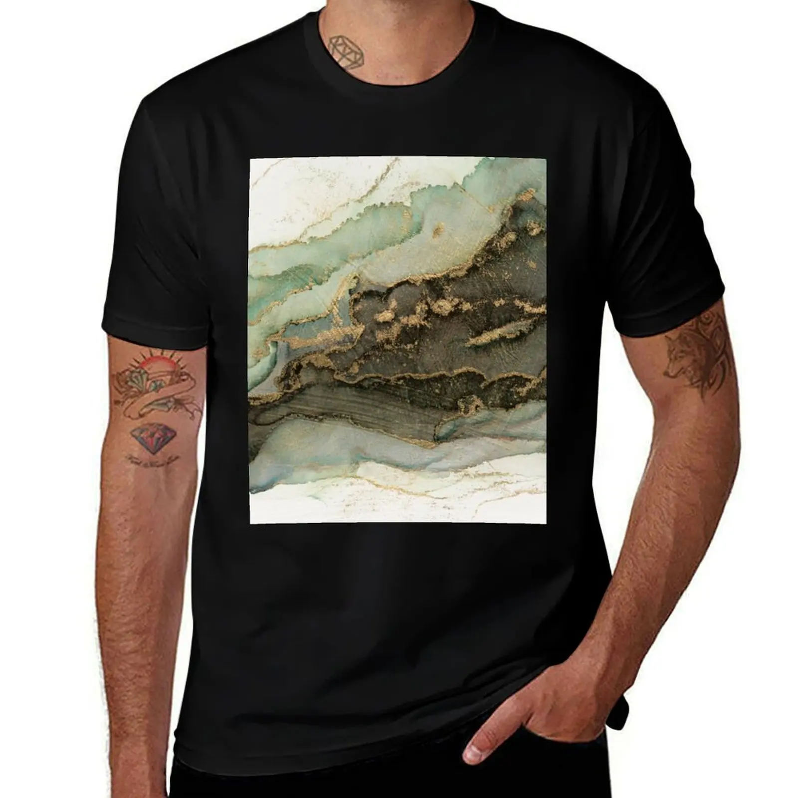 Stormy Marble Abstract Ink Art T-Shirt No Iron Casual Short Sleeve Top T-Shirt