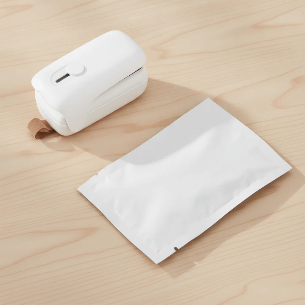 Mini Snack Bag Sealer with Concealed Cutter Magnetic Snack Heat Sealer Protective Sliding Cover Design Battery-powered