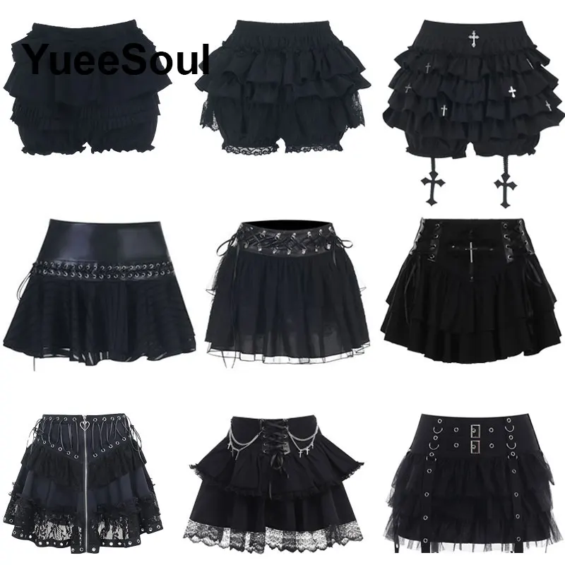 Mini Skirts Black Lace High Waist Women Skirt 2026 New Y2K Lolita Harajuku Punk Goth Dark Grunge Halloween Gothic Female Clothes