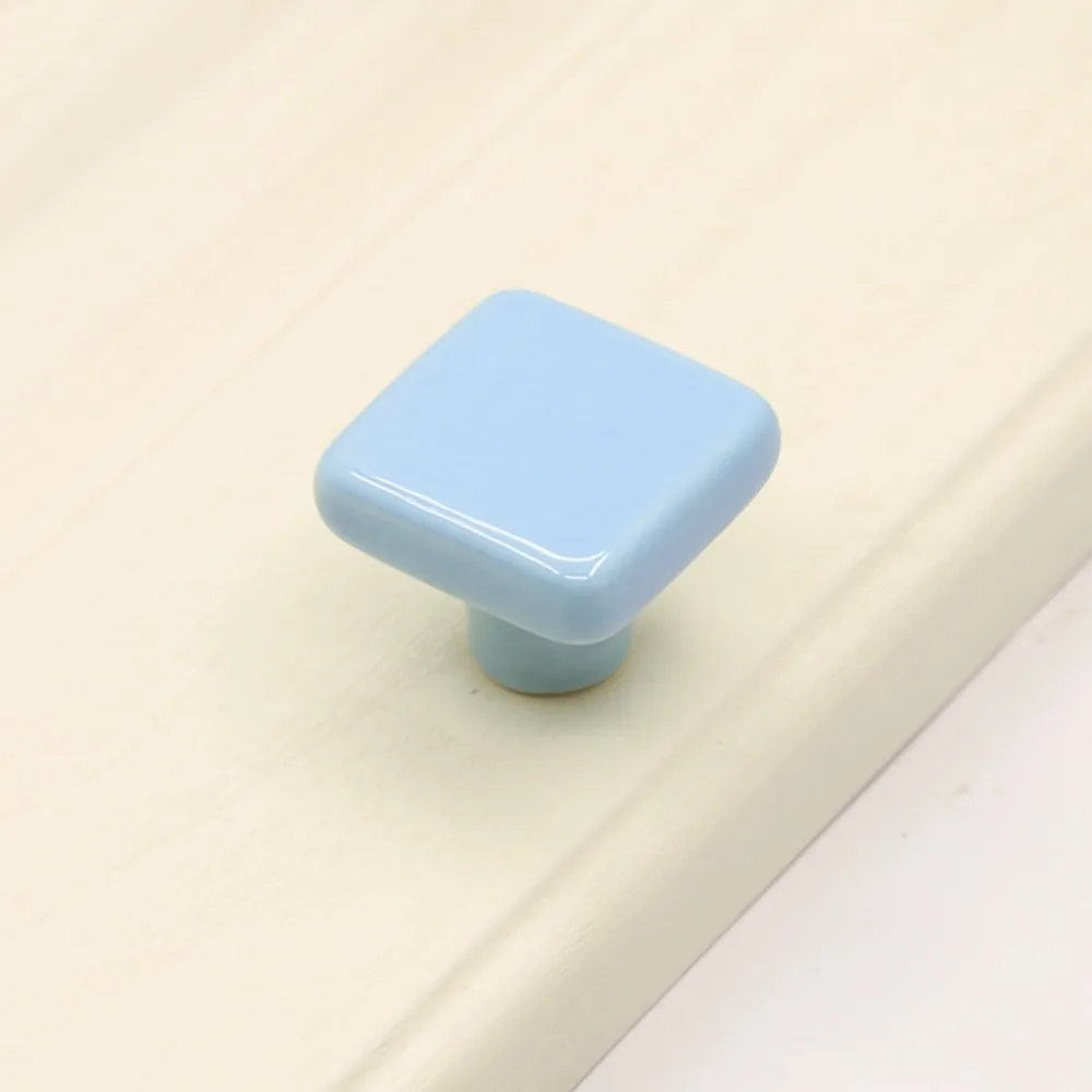 Simplicity Single Hole Colored Ceramic Knob Ceramic Pull Handles Door Knob Square Modern Cabinet Knob Children