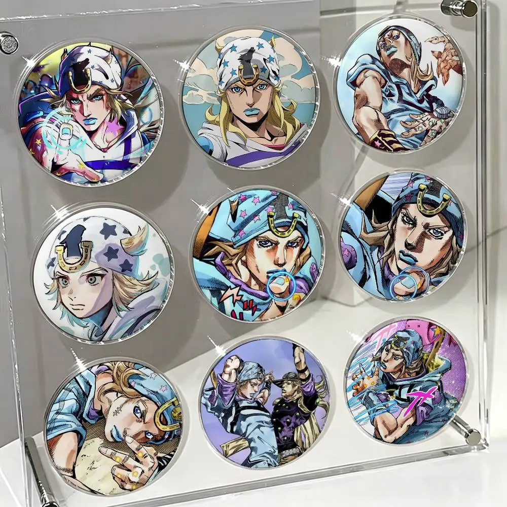 J-Johnny J-Joestar J-Jojo Laser Badge Creative Pins Brooch for Bag Clothes Hat Decor Gifts Fans Collect
