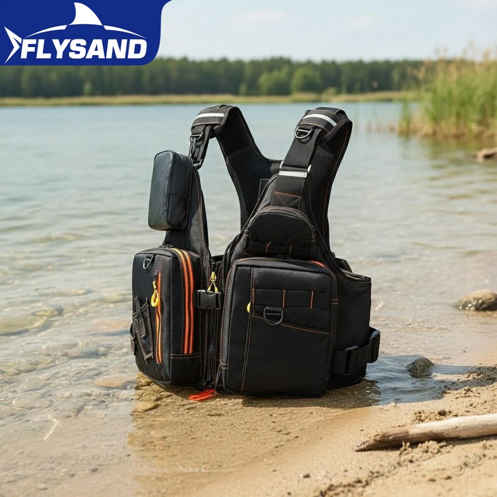 

Многофункциональный спасательный жилет для рыбалки на открытом воздухе с множеством карманов для хранения, незаменимая рыболовная одежда