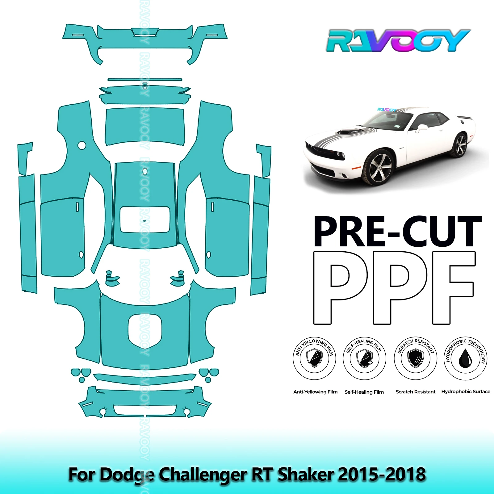 

Car Precut PPF Full Vehicle For Dodge Challenger RT Shaker 2015-2018 Clear Bra