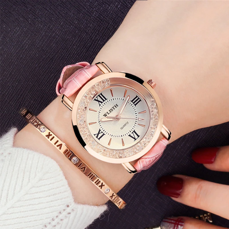Womens Watch Simple Fashion Quartz Watch Leather Strap Diamond bezel Waterproof Luminous Watch For Women Original