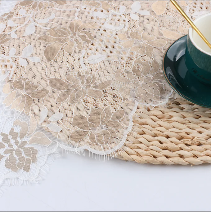 Gold Thread Eyelashes Lace Knitted Nylon Fabric High-end Wedding Lace Clothing Accessories
