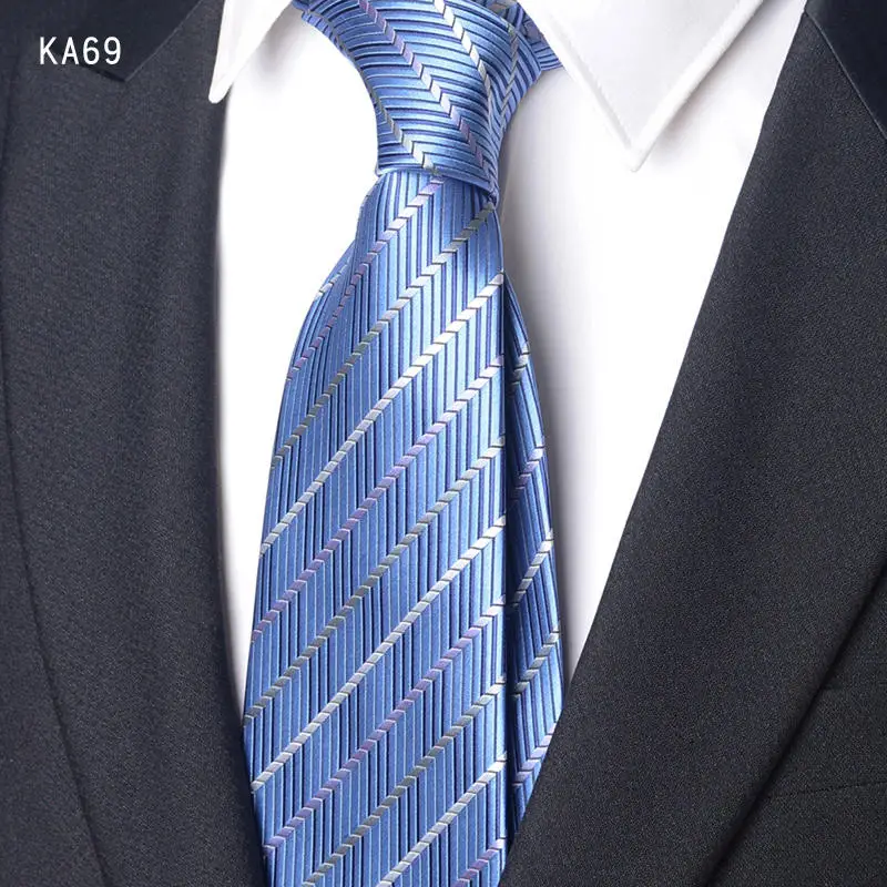 High Quality Handcrafted 9cm Wide Edition Cravat Blue Light Gray Striped Tie For Men\'s Business Attire Suit Commuting Necktie