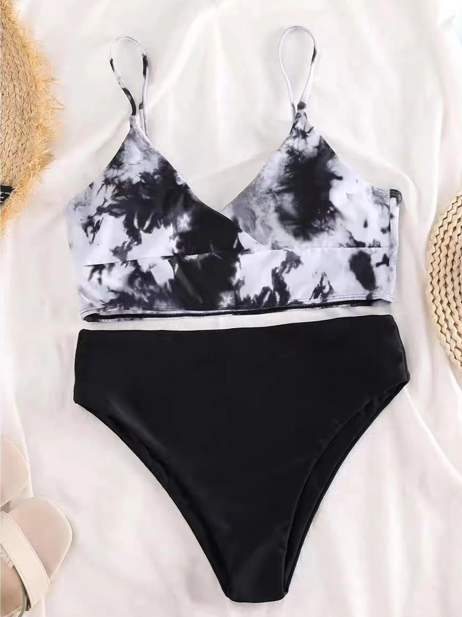 Sexy Push Up Bikini kobiety 2023 Tie Dye strój kąpielowy letni paski na ramionach strój kąpielowy damski kąpielowy kąpiąc się pływanie