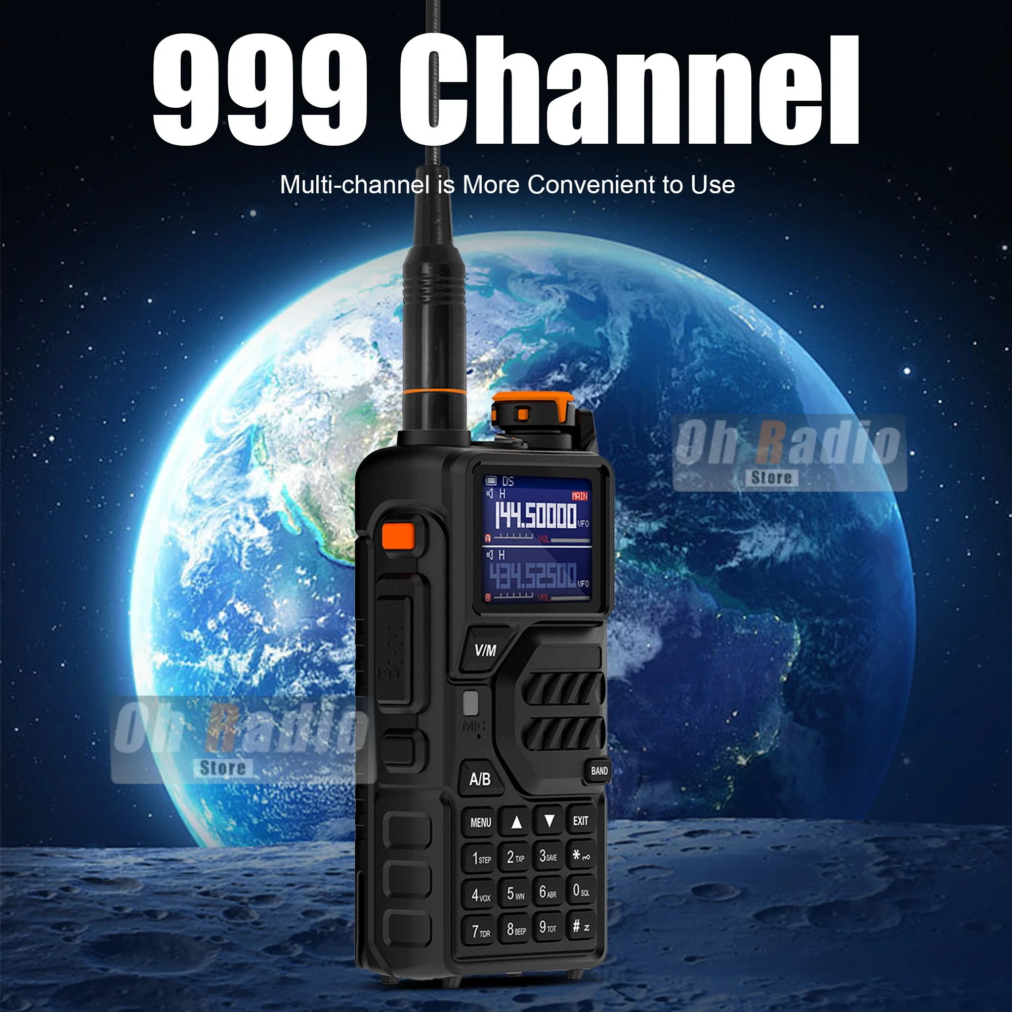 Baofeng K5 Plus جهاز اتصال لاسلكي BF-K5 Plus 10 واط طويل المدى UHF VHF ستة نطاقات NOAA AM FM 999 قناة Type-C شحن اتجاهين راديو لحم الخنزير