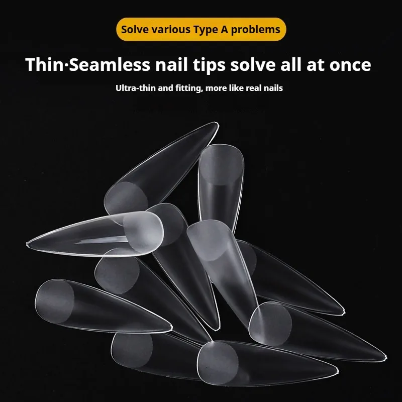 JIELAYA Long Tapered Matte Nail Tips 50pcs Ultra-Thin Seamless False Nails Stickers No-Mess Extensions Nail Art Wholesale