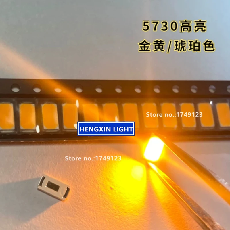 Super Bright 5730 3V SMD LED, Golden-yellow(Amber), 0.2W 0.5W Light Emitting Diode