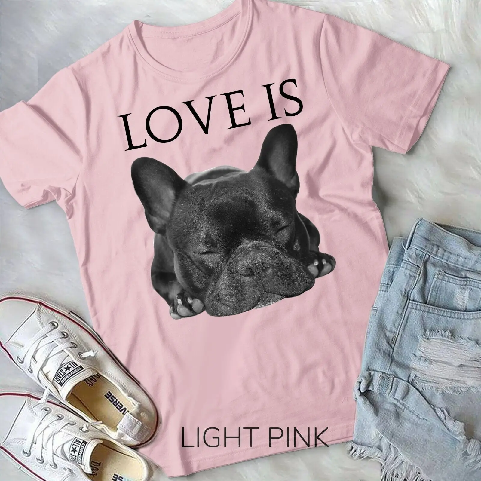 

French Bulldog Shirt Love Is Cute Frenchie Dog Mom Gifts Tee Unisex T-shirt