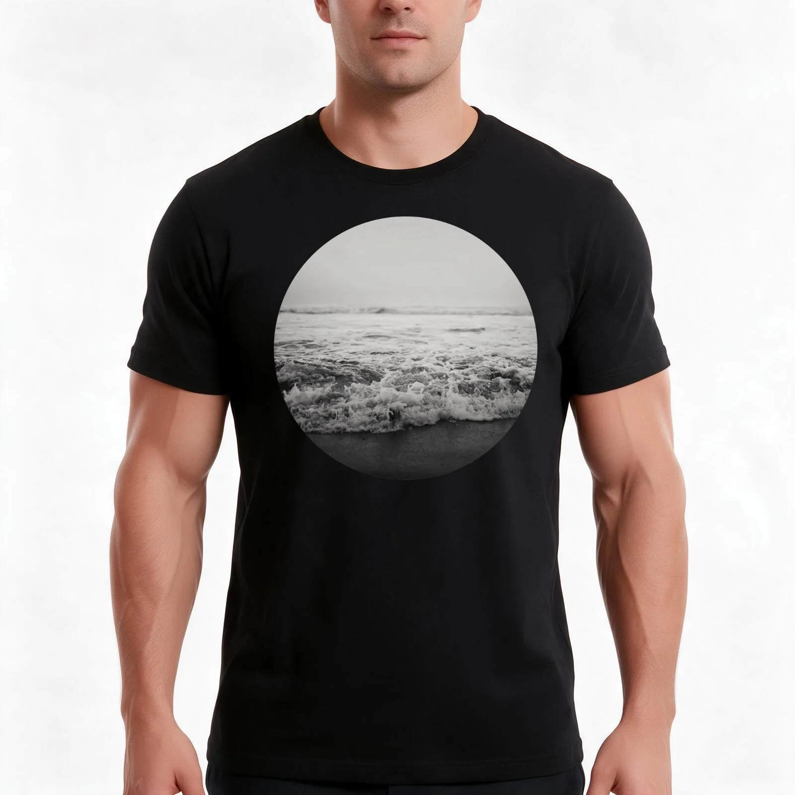 Ocean Crash T-Shirt Summer Casual Cotton Tee Oversized Streetwear Tops Vintage Graphic Print Loose Fit Short Sleeve