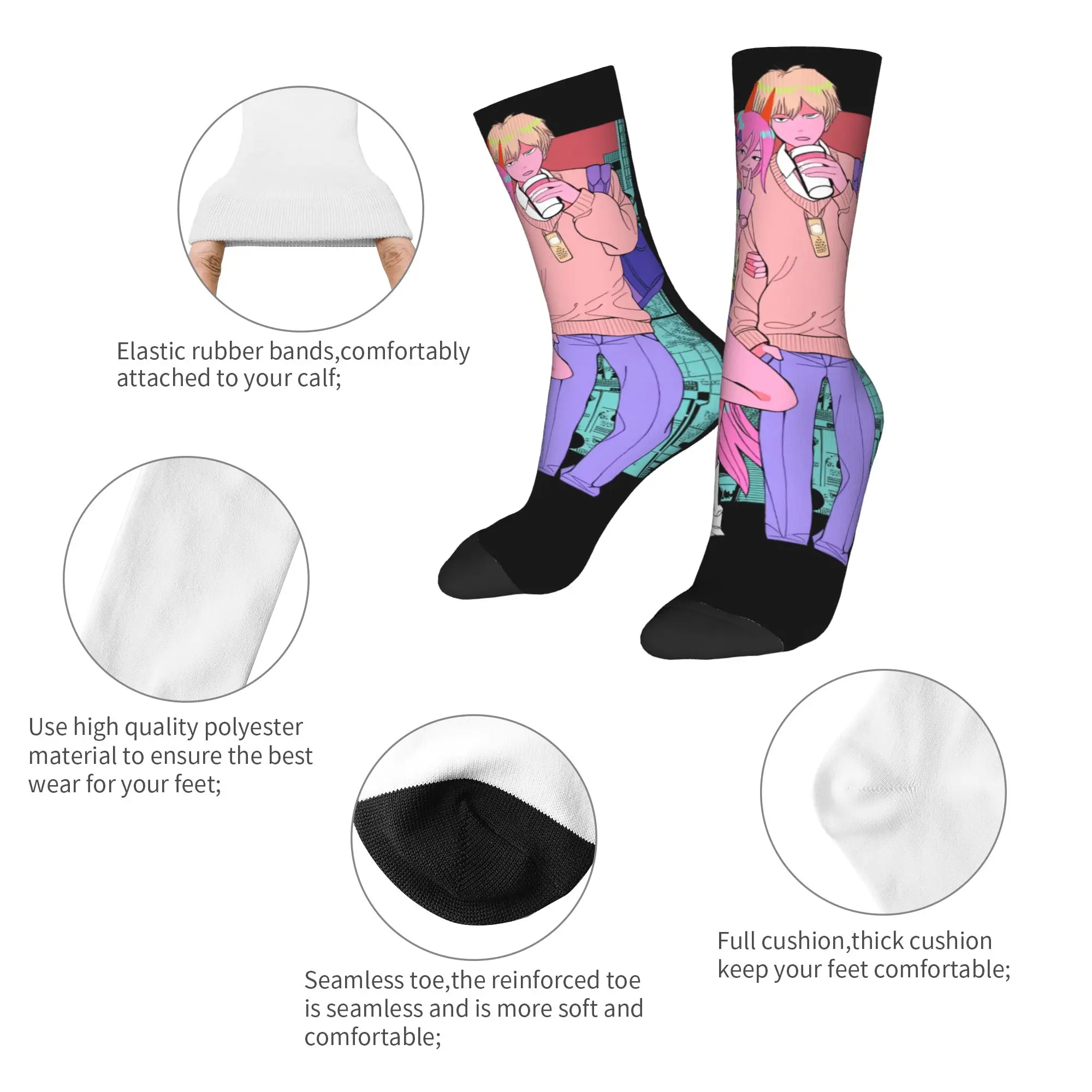 مناشير رجل Rezes الجوارب المضادة للانزلاق جوارب النساء الرجال لينة في الهواء الطلق الجوارب الخريف العصرية الجرافيك الجوارب #6