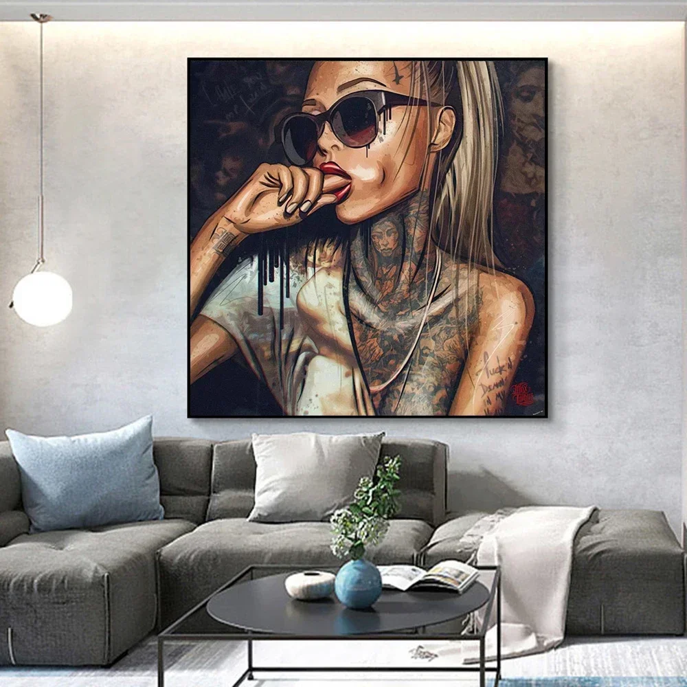 Modern Fashion Wall Art Tattoo Woman Crown Sexy Enchanting HD Canvas Painting Poster Prints Home Bedroom Living Room Decor