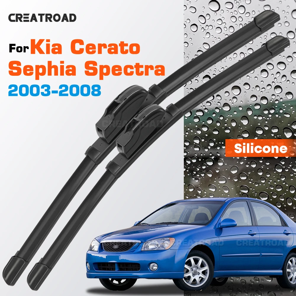 Escobillas de silicona para limpiaparabrisas Kia Cerato Sephia Spectra 2003-2008, recubiertas, silenciosas, HD, resistentes al desgaste, 24 "+16"