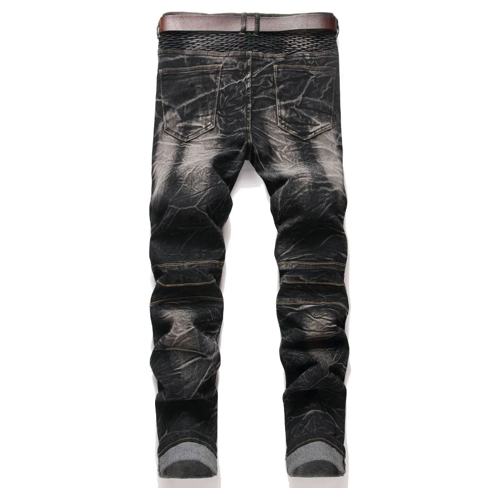 Pantalones vaqueros ajustados rasgados estilo callejero Punk para hombre, pantalones vaqueros lisos con lavado Vintage, pantalones vaqueros ajustados informales con agujeros, novedad