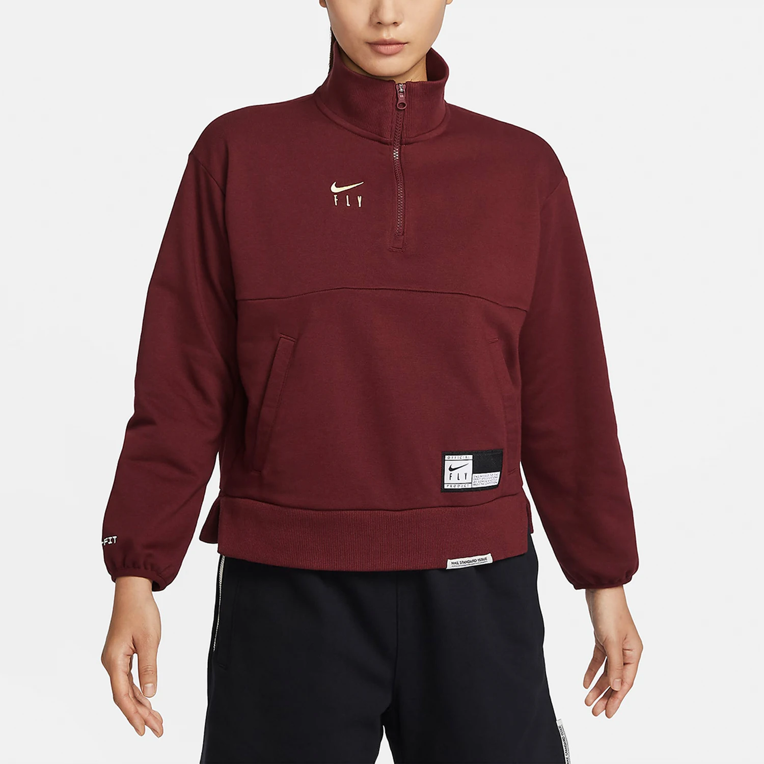 

Официальная новая женская трикотажная повседневная толстовка Nike с воротником-стойкой и полумолнией FQ4090-619