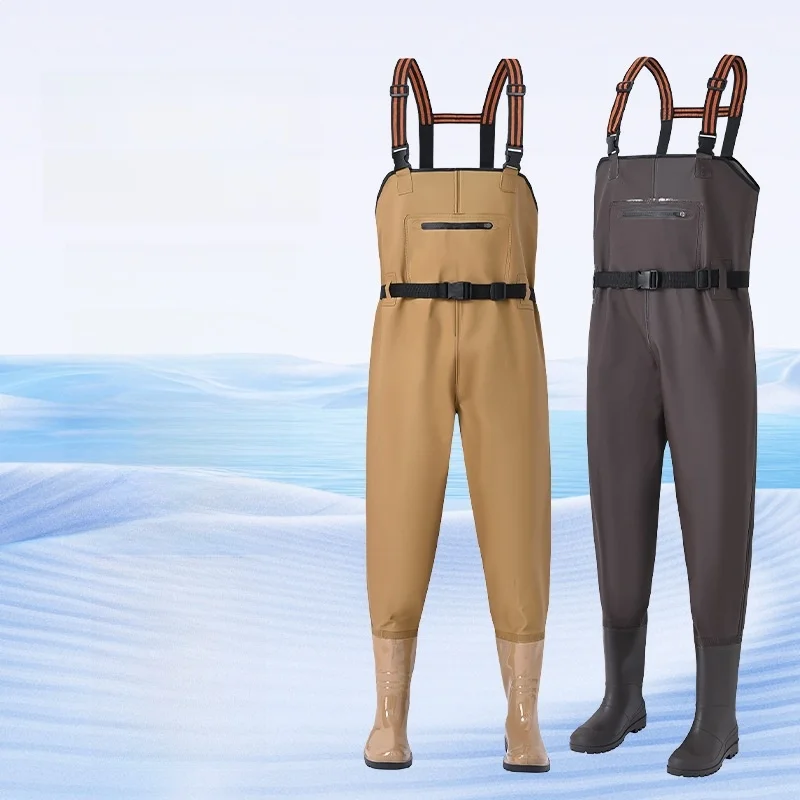 厚手の釣り用スーツ-防水オーバーオール-レインブーツ-魚捕り用-メンズ一体型リザーバー釣り服-アウトドアギア
