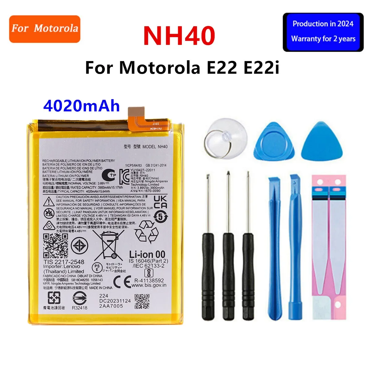 

Brand New NH40 4020mAh Battery For Motorola MOTO E22 E22i phone Batteries+Tools