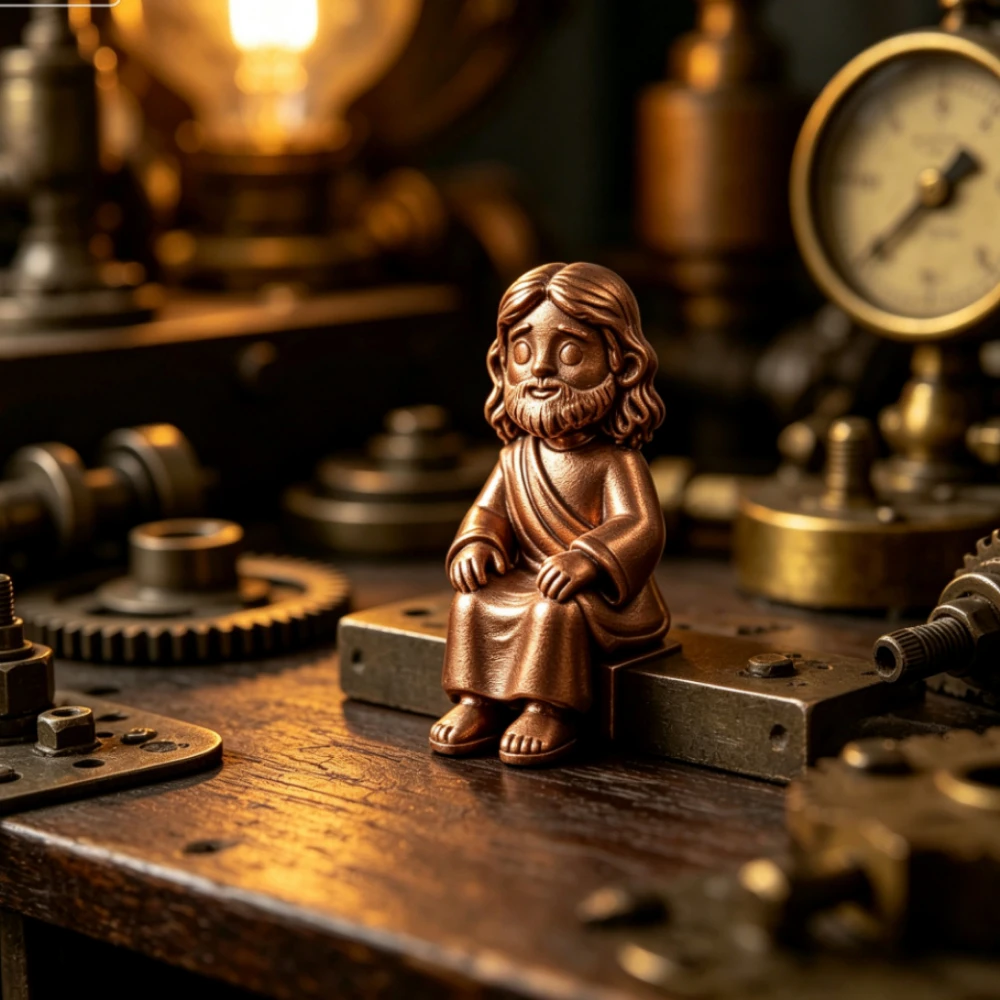Miniature Screen Sitter Jesus 3D Print Figurines Mini Sitting Character Statue Computer Monitor Tabletop Decor Collectible Gifts