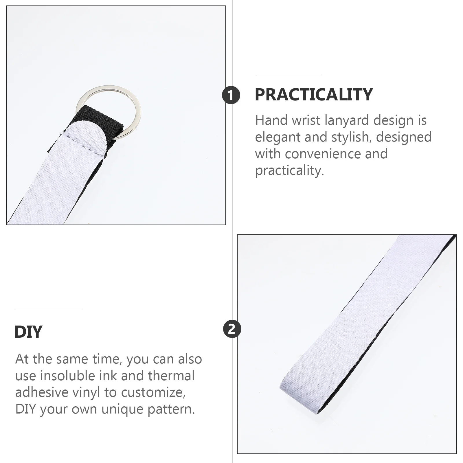 

10Pcs Blank Sublimation Wrist Lanyard DIY Printable Sublimation Key Chain Heat Transfer Wrist Strap Wristlet Blank Key Chain