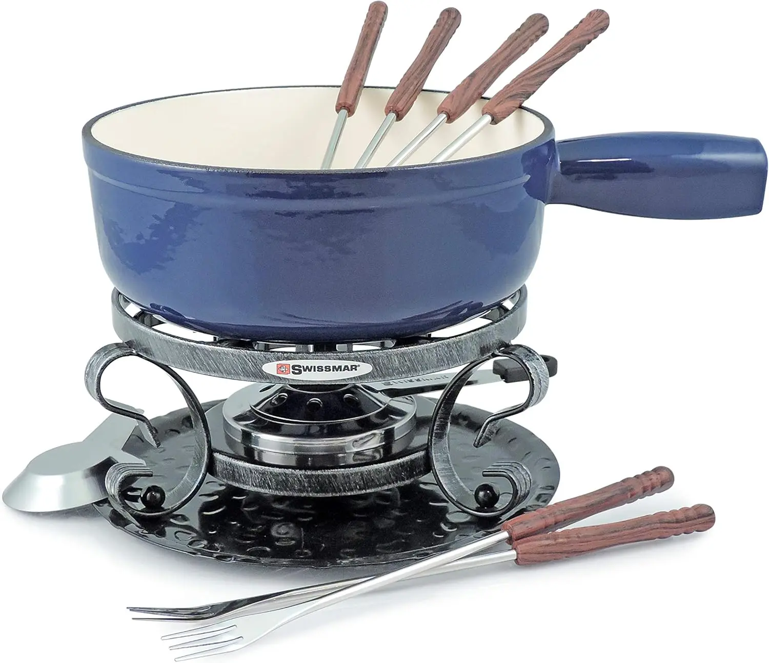 2-Quart Cast Iron Fondue Set, 9-Pieces – Easy to Clean Fondue Pot for Melting Cheese, Chocolate, Caramel, & More