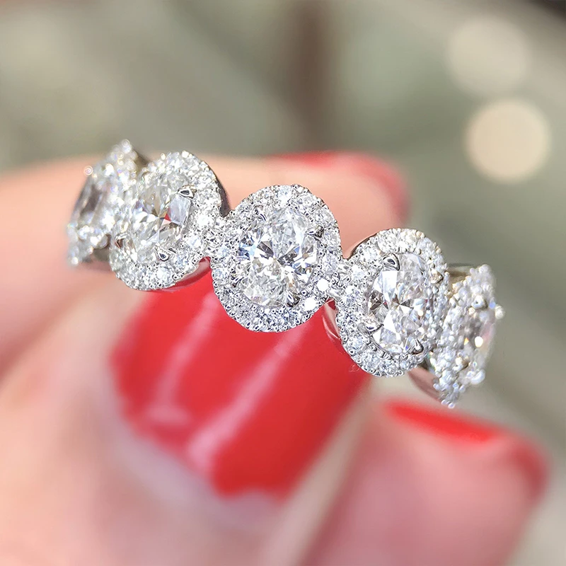 Huitan Elegante Oval Zirkonia Frauen Ringe Neue Trendy, Verlobung, Hochzeit Zubehör Silber Farbe/Gold Farbe Mode Schmuck