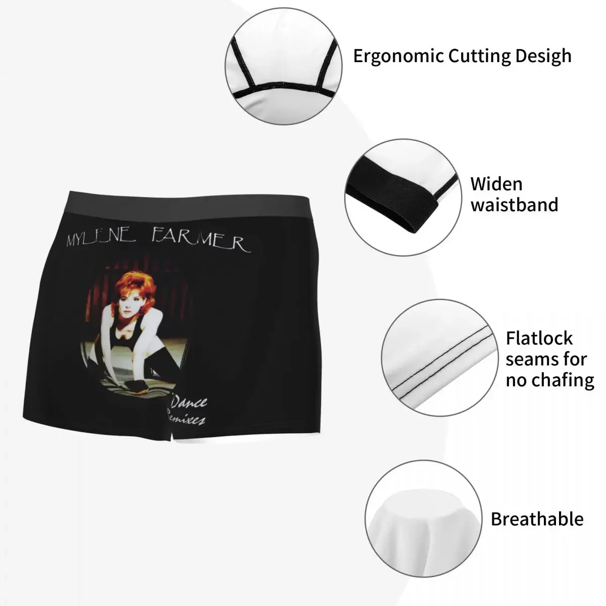 Intimo maschile Sexy Mylene Farmer slip Boxer pantaloncini morbidi mutandine mutande