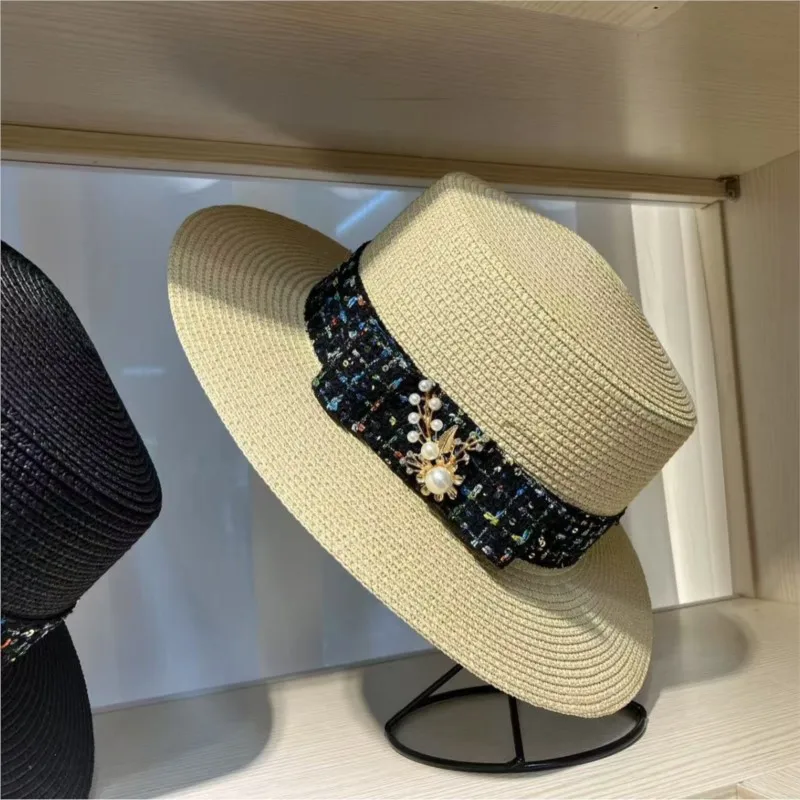 Summer and seaside vacation hat for women wearing hats woven style flat top new